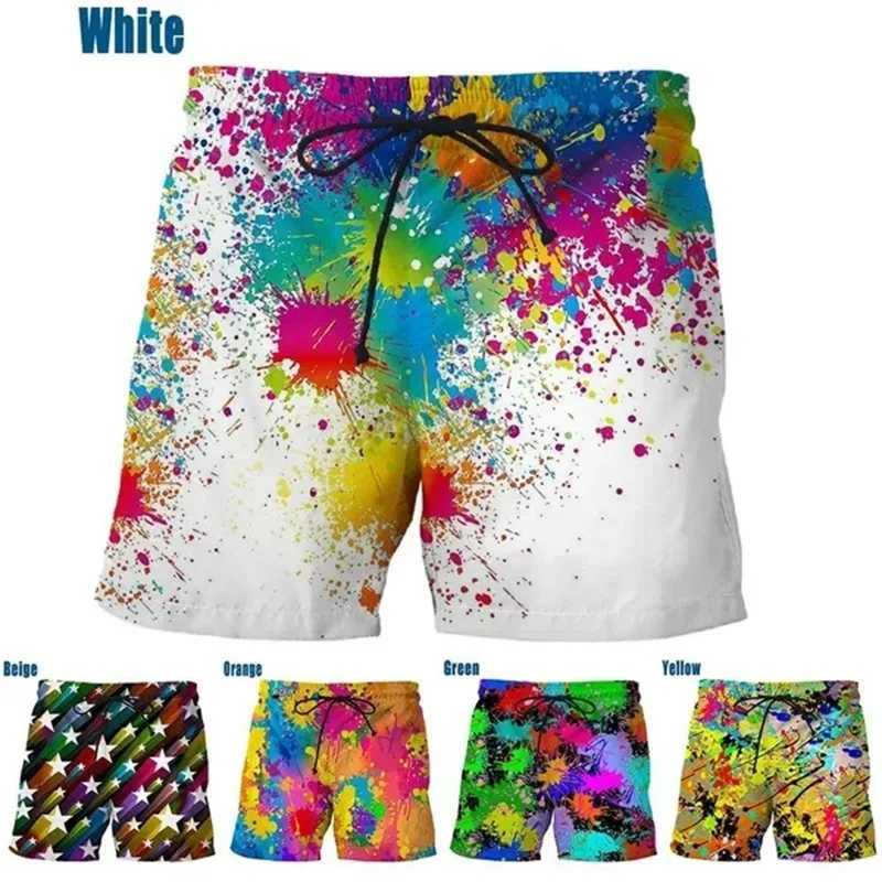 Color Ink Mens Swimming Shorts 3D Printed Splashing Ink Water Drop Color Ice ShortsW250410