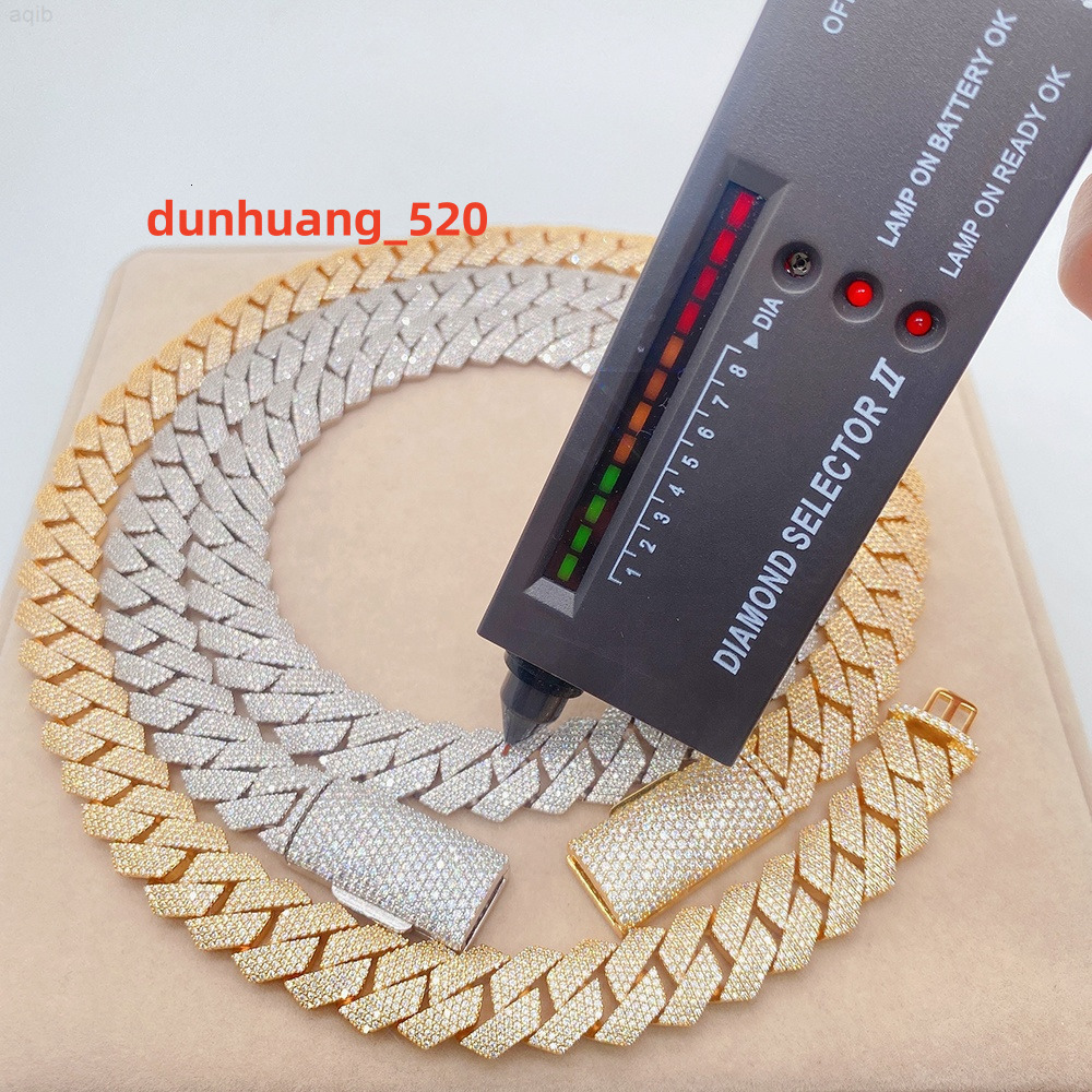 15mm 18mm 20mm Bussdown Luxury Pass Diamond Tester Gra Moissanite Hip Hop Miami Cuban Link Necklace for Men