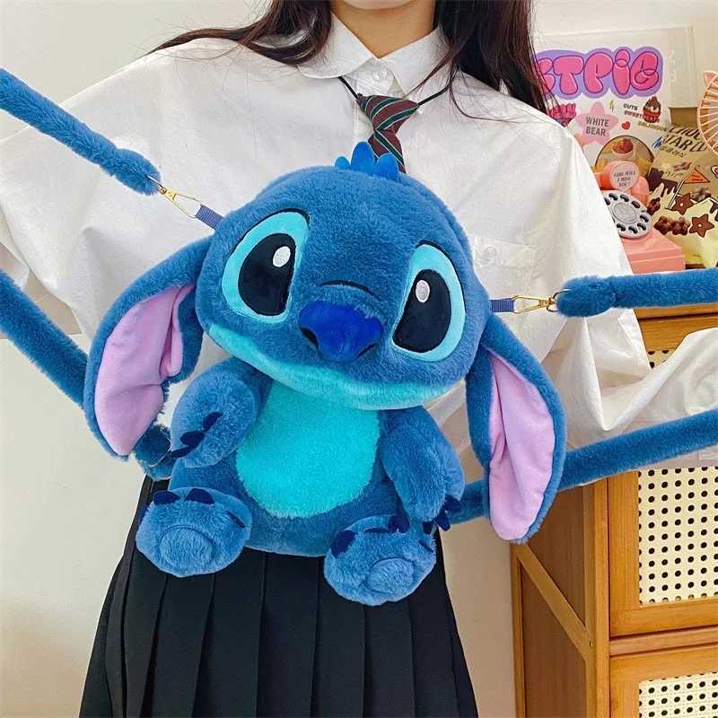 Disney Real Disney Sewing Plush Toy Anime Lilo Stitch Stuffed Toy Kawaii Cartoon Cute Backpack Doll Bag Toy Childrens Birthday Gift Y2504011