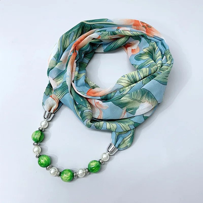 Multi colored chiffon jewelry statement necklace pendant scarf womens bohemian necklace headwear womens headscarf 250409