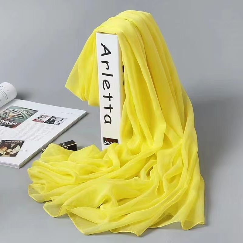 T453 Spring and Autumn long solid color silk scarf shawl dual-purpose versatile gauze scarf fashion beach towel warm women