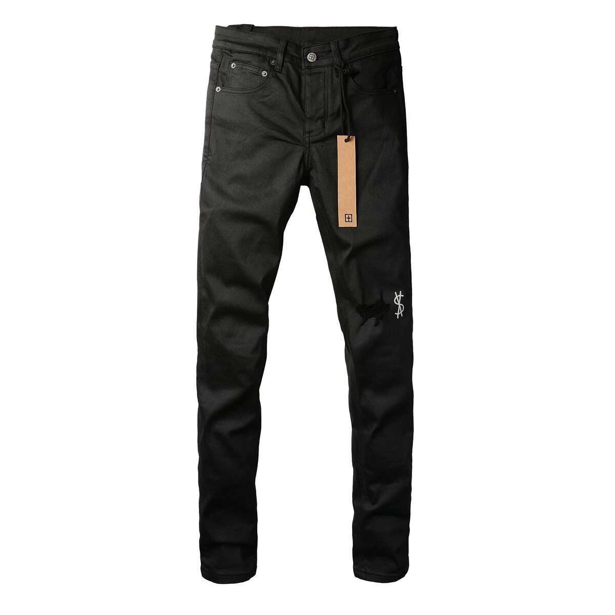 Fashion Black KSUBI Jeans Men Paint Hole Trend Low Rise Skinny Denim Pants Pleated Ripped Frayed Trousers 3020