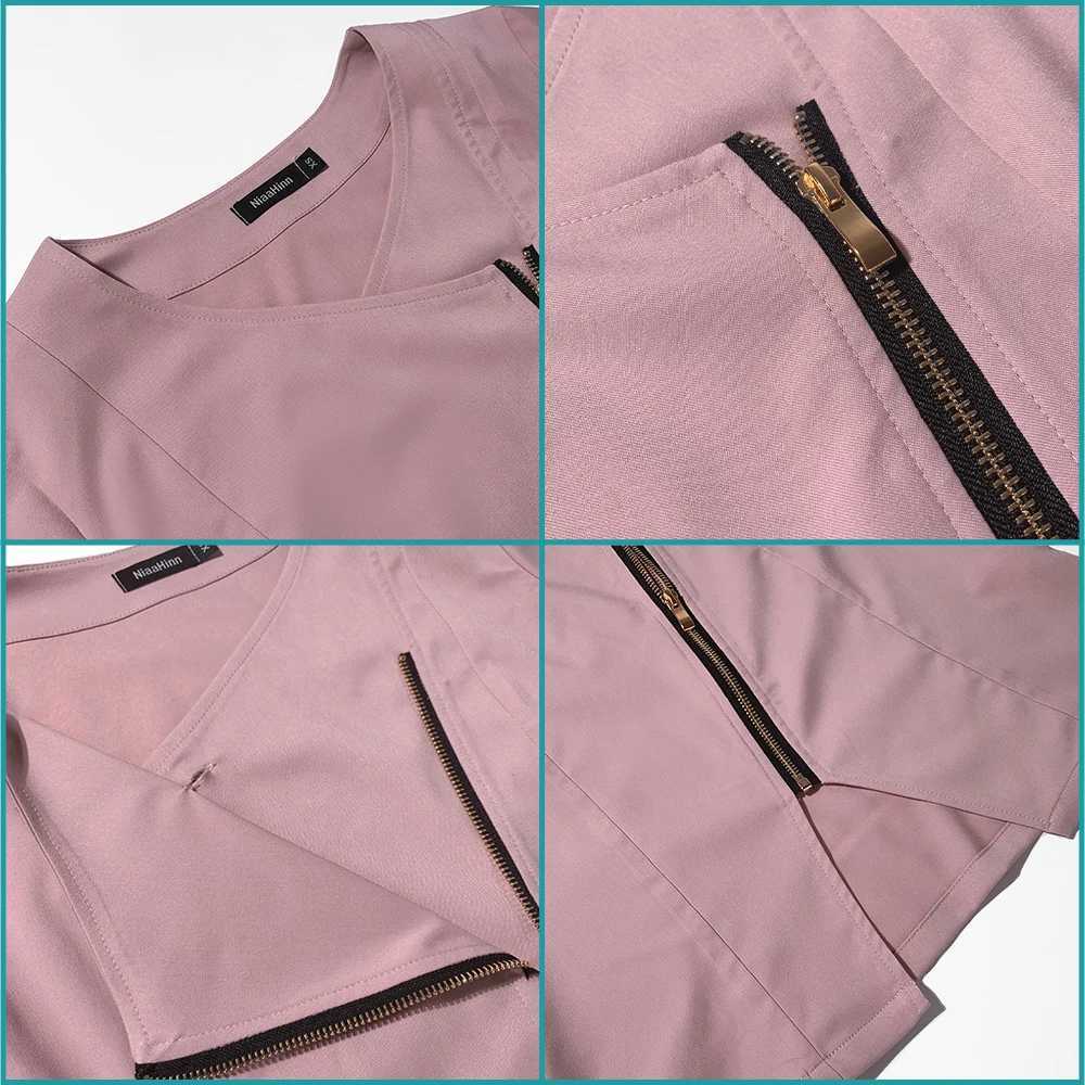 Womens medical nurse workwear frosted unified operating room top and pants fashionable beauty pet veterinarian zipper healthcare kit X2504101