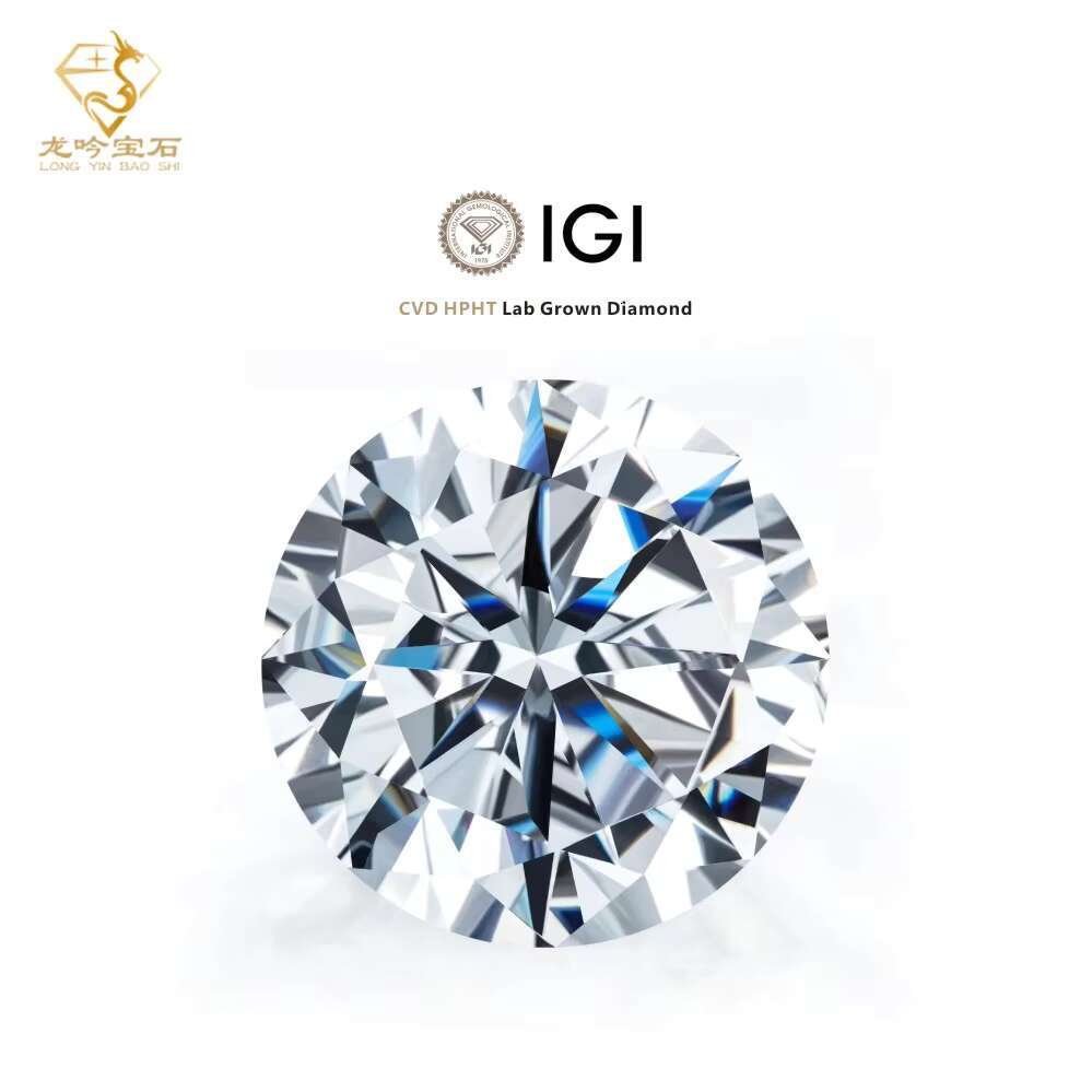 Junyuan Jewelry 1.01 CT Round Lab Grown Diamond CVD HPHT D Color VS1 Clarity IGI Certificate Passed Diamond Test Loose Diamond