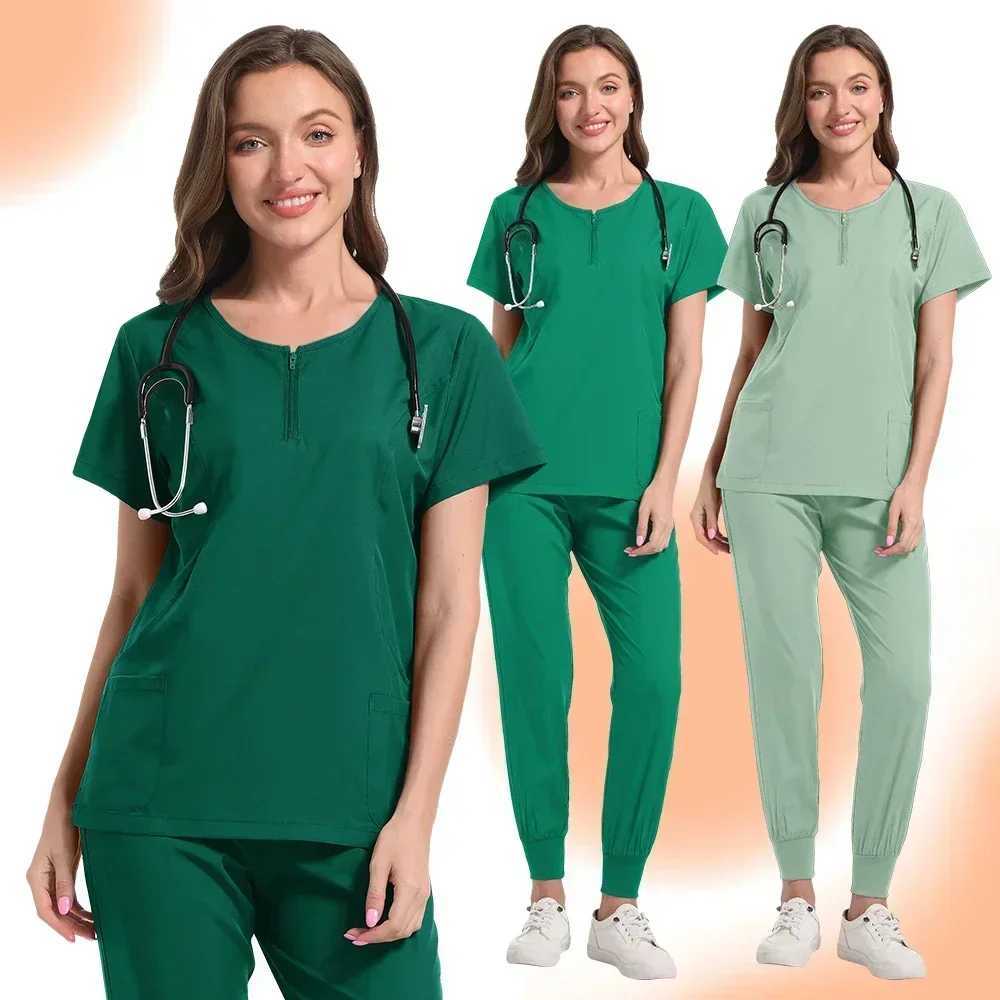Multi color neutral short Slfed pharmacy nurse uniform hospital doctor work uniform oral dental surgery uniform medical washer set X250410