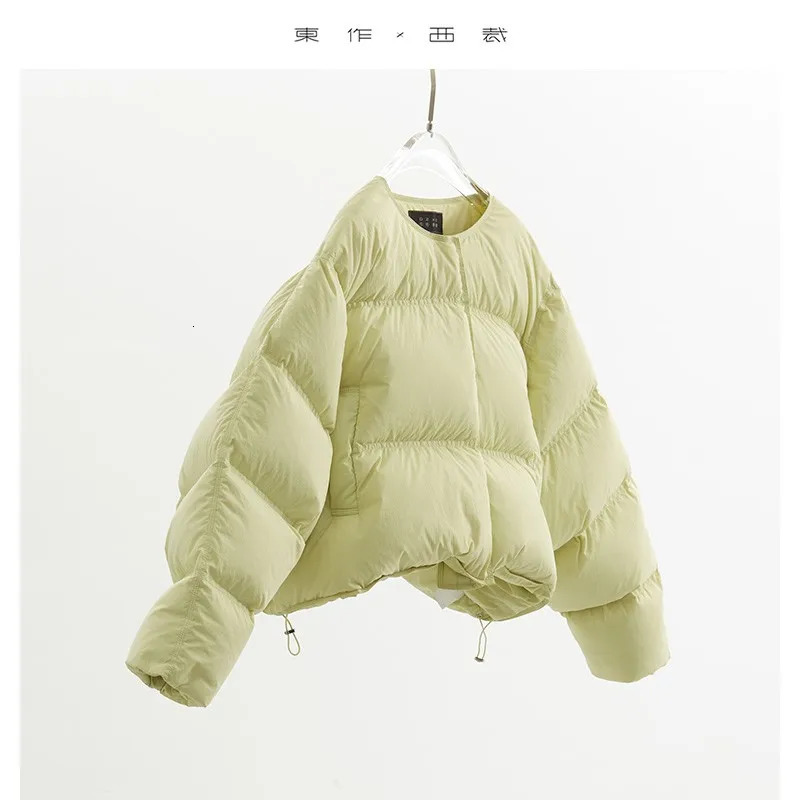 Full of Atmosphere Autumn and Winter Short down Jacket Thickened Round-Neck Coat for Women 90 White Duck down Puffer Jacket 251110