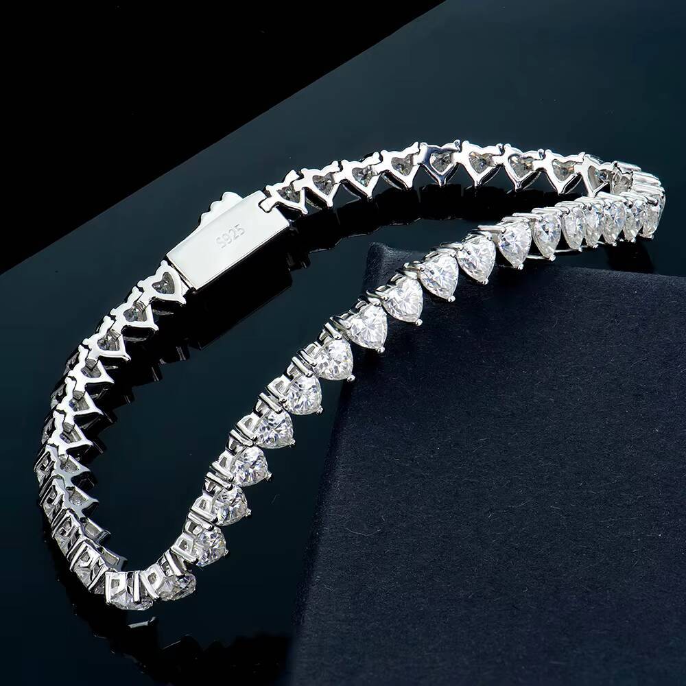 925 Silver Fine Jewelry 44mm Heart-Shaped DEF 17cm Shiny Classic Style Fashionable Mossanite Moissanite Diamond Tennis Bracelet