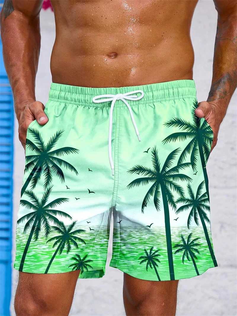 Retro Plant 3D Printed Board Shorts Mens Palm Graphic Shorts Summer Hawaii Breathable Swimming Dry Childrens Loose Ice ShortsW250410