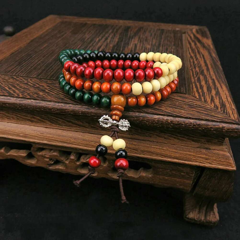 3 Pcs Beads Buddha Bracelet Small Leaf Rosewood Prayer Wooden Bracelets Man