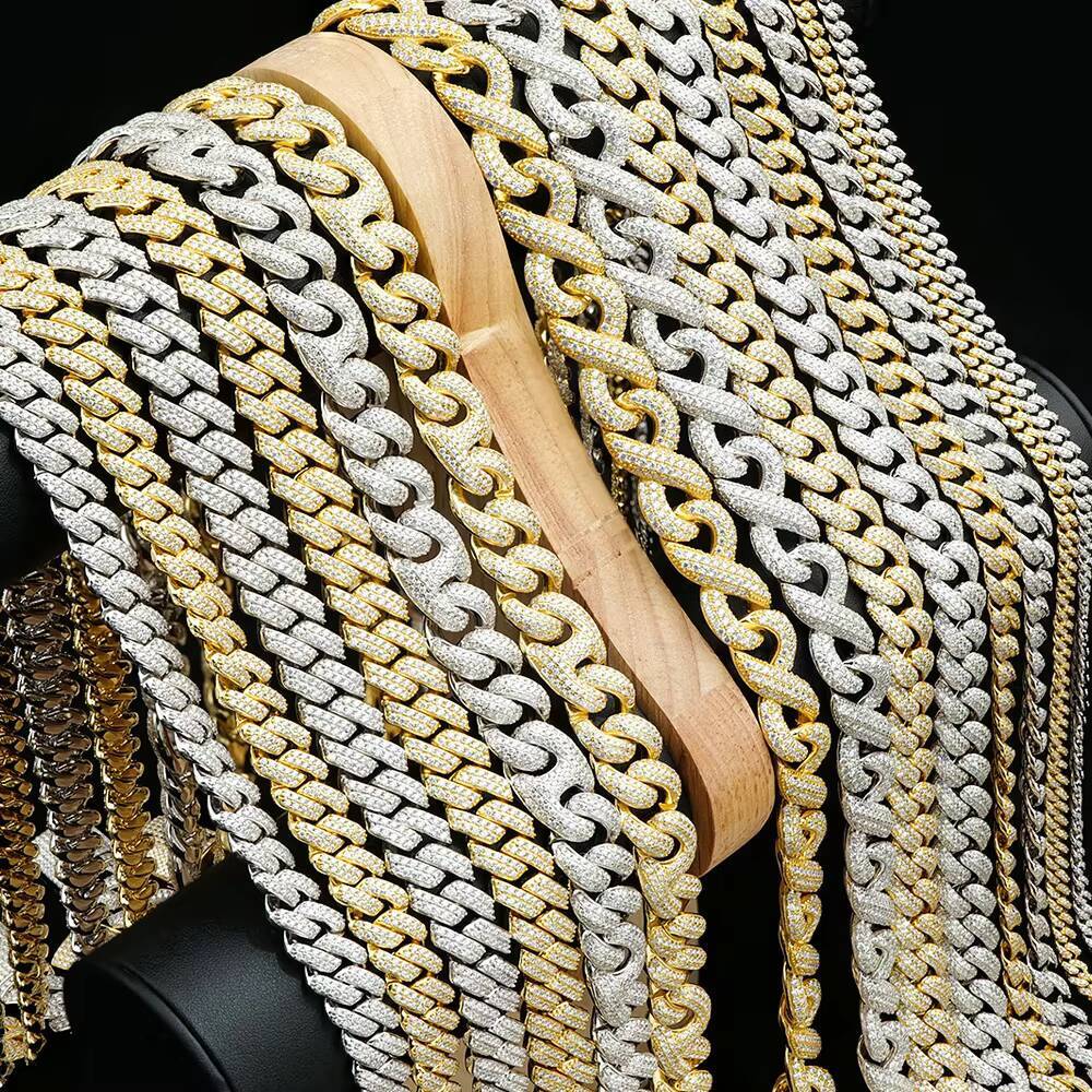 Supplier Top Quality Amazing 3-row Bubble 925 Sterling Silver VVS Moissanite Cuban Link Chain HipHop Jewelry Trendsetter Gift