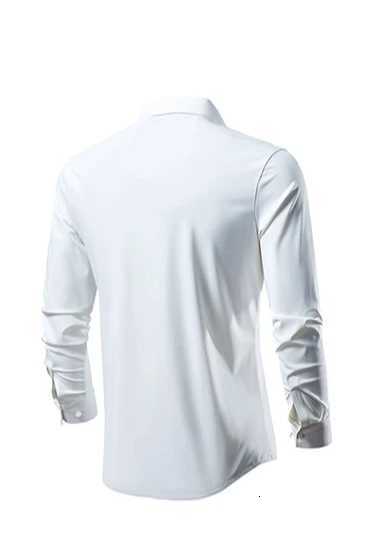 High-stretch Mens Red Shirt White Single-button Lapel Long-sleeve Shirts Business-casual TopAvailable in Blue Green Black K251110