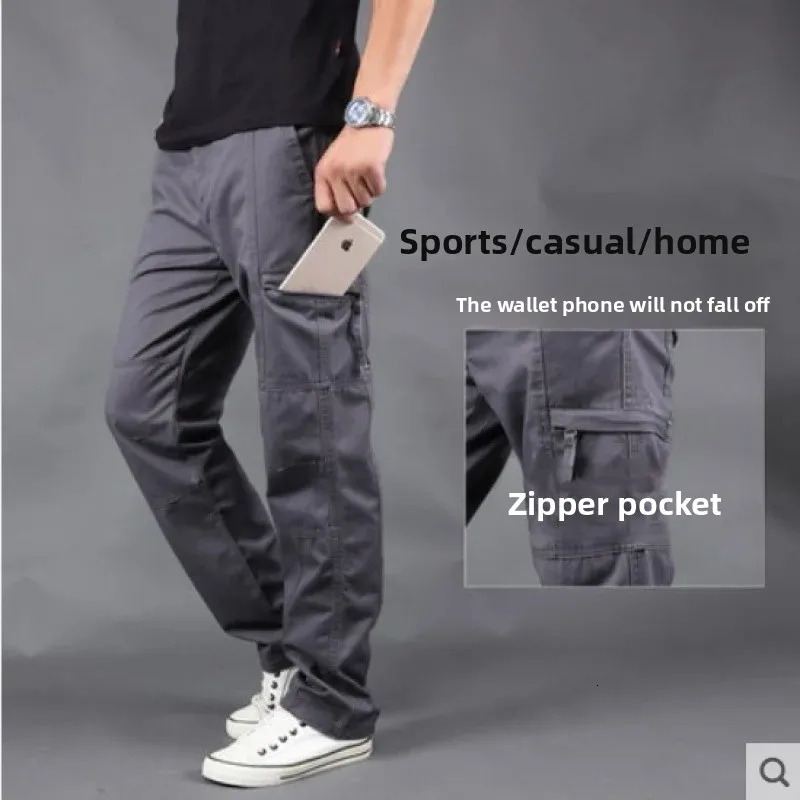 Multi-Functional Outdoor Casual Pants Mens Workwear Loose Tactical Trousers with Many Pockets for Hiking And Traveling 251110