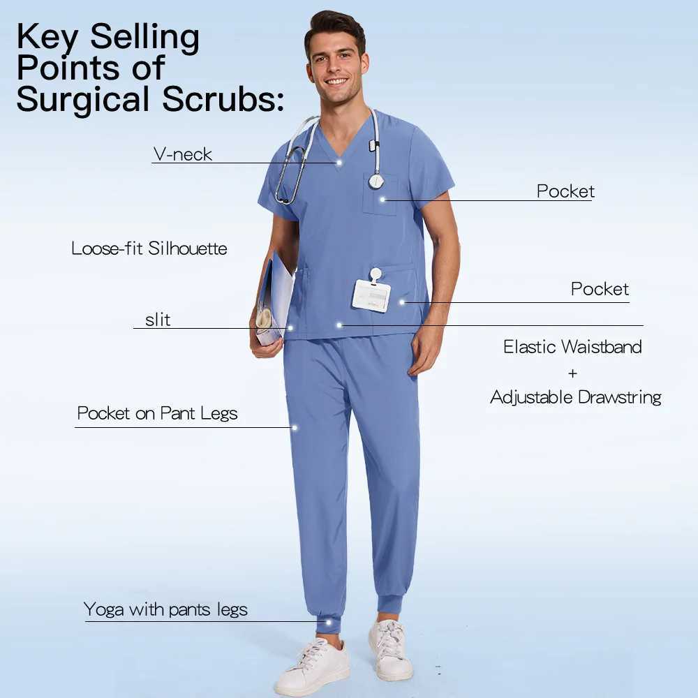 Doctor nurse surgical uniform womens frosted suit beauty Sn workwear clinical frosted top spa care tuning set X2504103