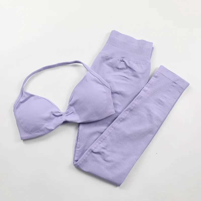 Impact seamless yoga set womens 2-piece set Scrunch gym leg Rouched Halter sports bra sportswear womens gym setW250411