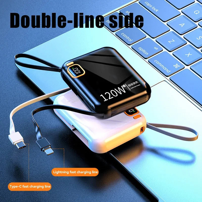 120W 50000mAh Portable Power Bank High Capacity Cable Two-way Fast Charging Mini Powerbank for iPhone 251110
