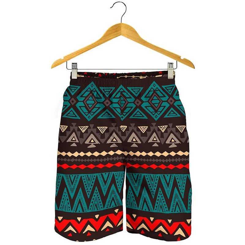 Retro tribal Aztec graphic beach shorts mens 3D printed swim trunks summer quick drying shorts loose board shortsW250410