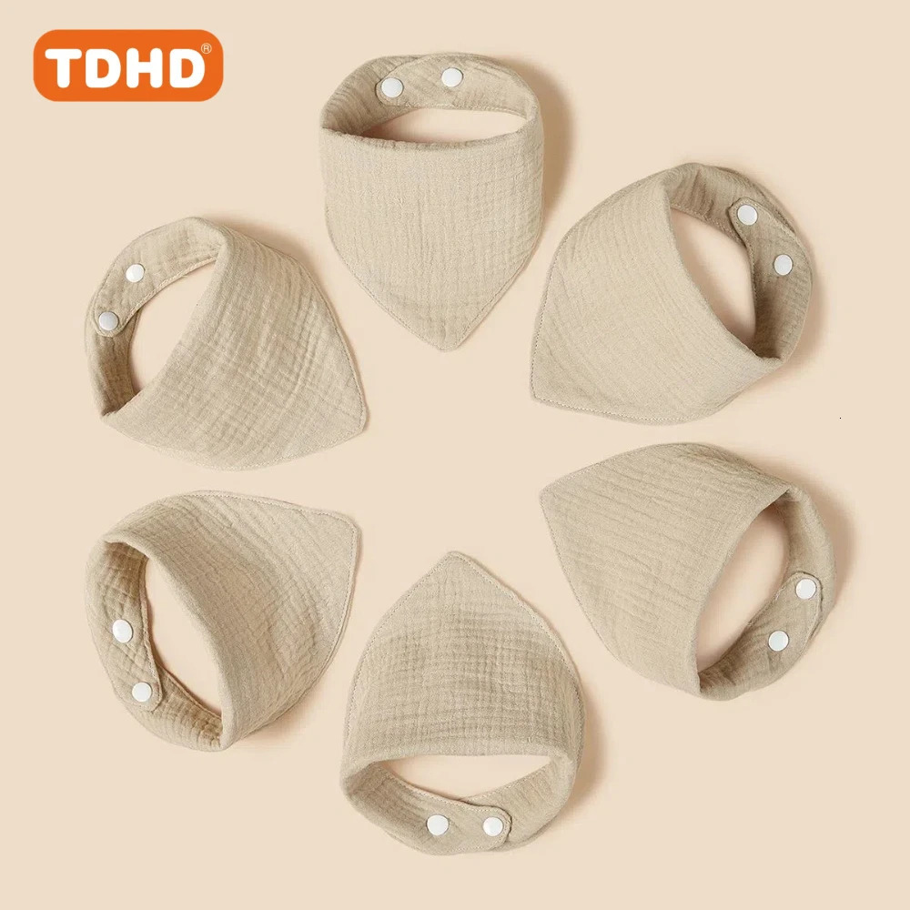 TDHD 7 PCSBaby solid color pure cotton muslin drool towel soft skin friendly absorbent fast fashion color muslin bib 251107