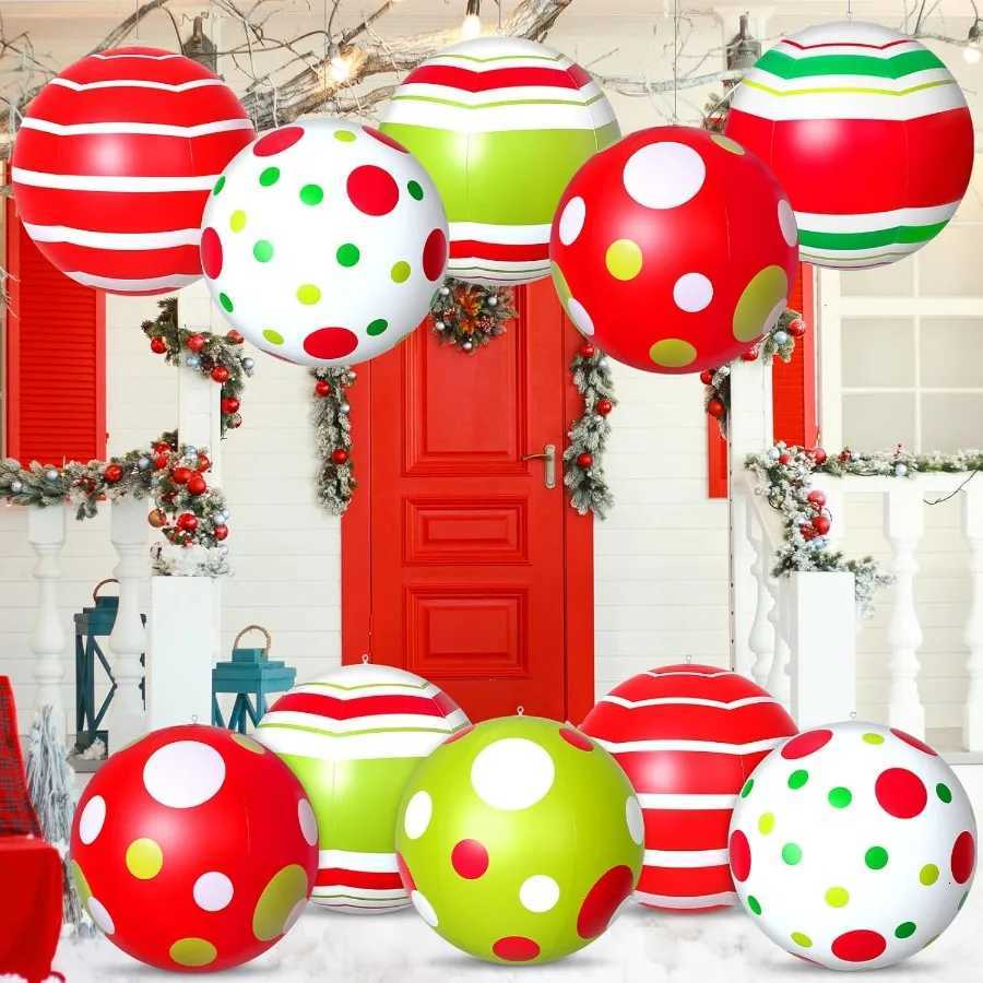 Christmas 12 Pcs 24 16 Inch Giant Christmas Inflatable Ball Outdoor Blow up Xmas Inflatables Ornaments Giant PVC Christmas Ornaments for Y251111