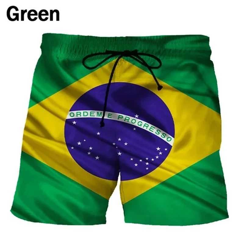 Brazilian Emblem Brazilian Flag Graphic Beach Shorts Mens 3D Printed Board Shorts Swimwear Homme 2023 Summer Swimming Relay Childrens Ice ShortsW25041