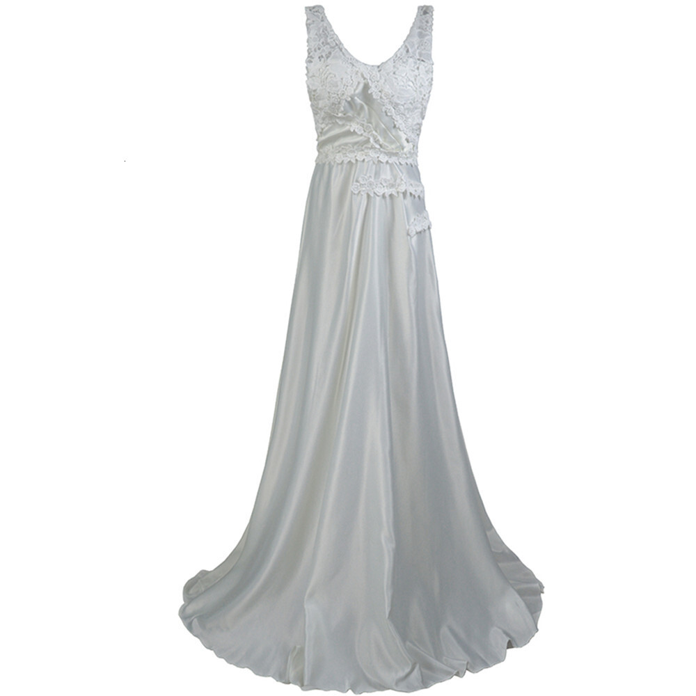 Women's Solid Lace Splice Hanging Strap Hollow Open Back Salute Wedding Dress, Long Dress