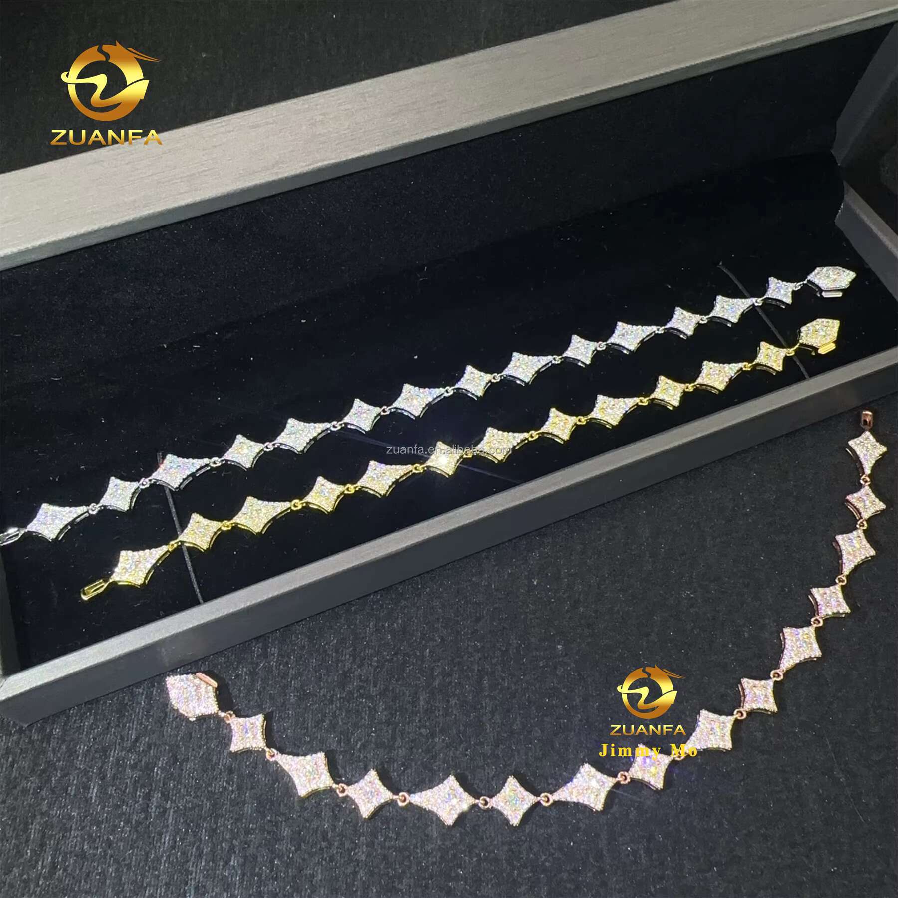 New Arrivals Bulk Stock Elegant Style S925 Silver Iced Out Hip Hop Fire Jewelry Moissanite Diamond Tennis Chain Bracelet Women