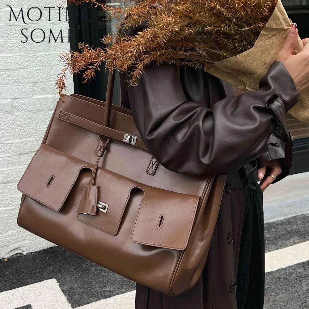 Motingsome Cowhide Tote Frist Layer Genuine Leather Women Lady 2025 Motorcycle Purse Niche Underam Messenger Bag