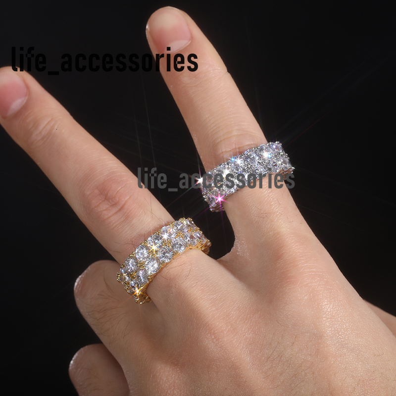 Wedding Jewelry 17ct VVS D Color Moissanite Diamond Men Engagement Ring 18K Gold Plated 925 Sterling Silver Eternity Band Rings