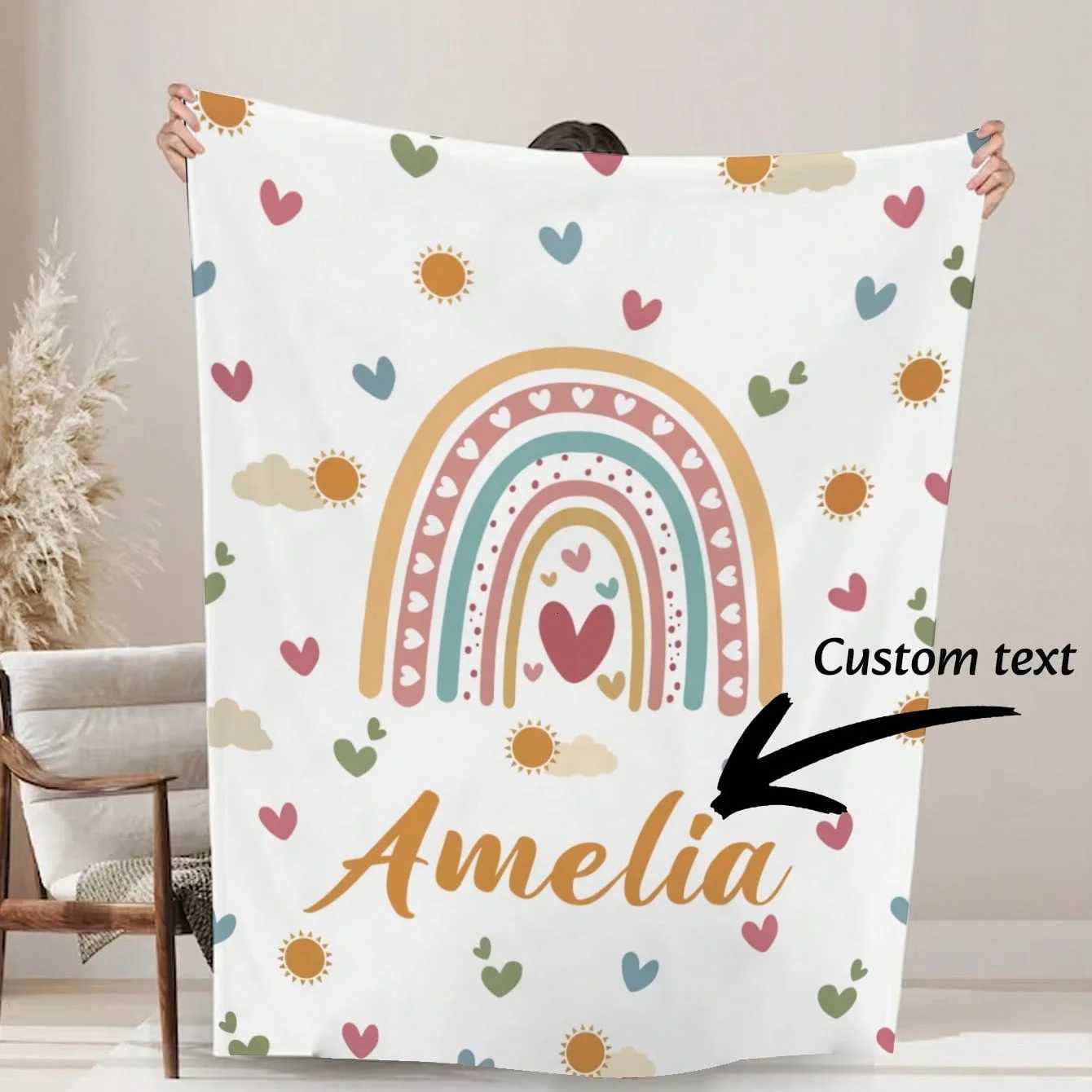 1PC Personzed Flannel Blanket Custom Name Skin-Friendly Bed Cover for Girls Kids - Unique Gift Blanket C251111