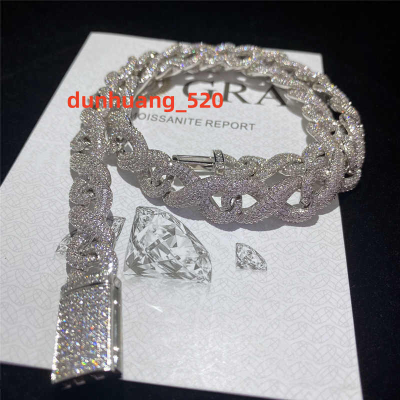 Full Iced Out Classic Box Clasp Moissanite Cuban Link Chain Fine Hip Hop Men Jewelry S925 Cuban Necklace Bling Diamond Chain