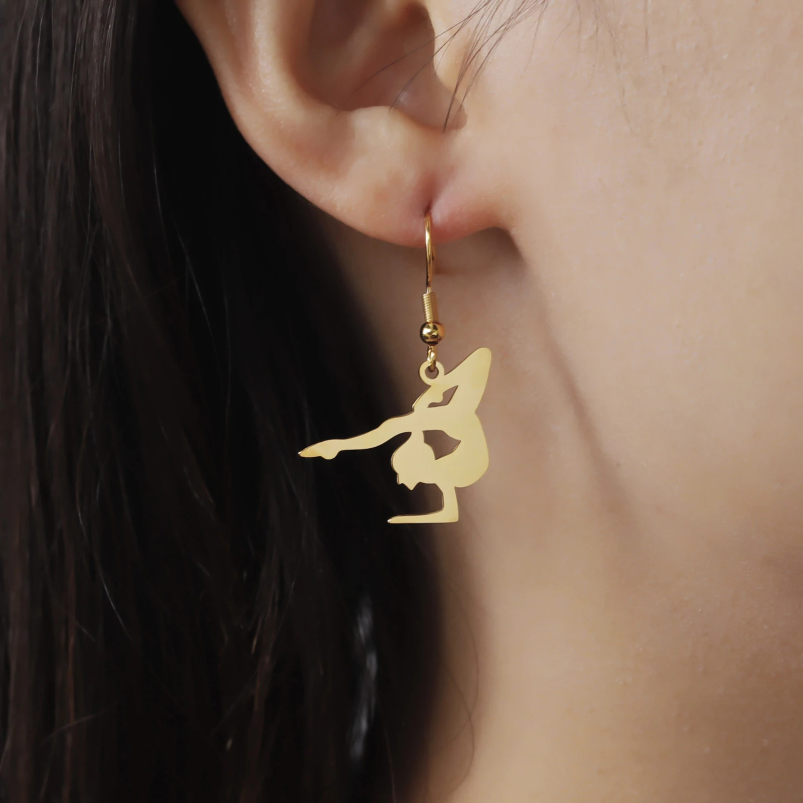 In Stainless Steel Gymnast Earring for Women Girls Gymnastics Sports Drop Earrings Fashion Jewelry Gift Wholesale 251031