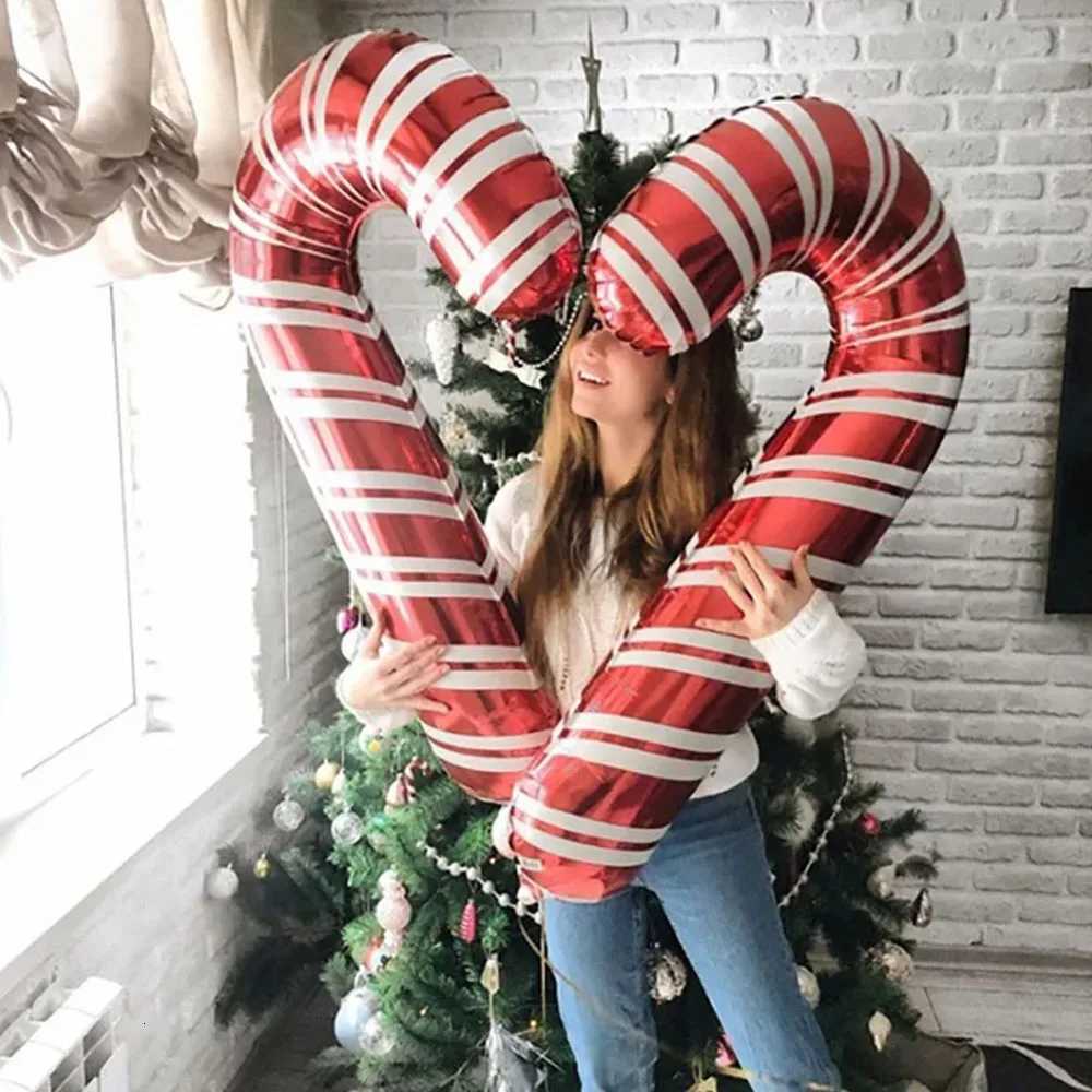 Christmas 5pcs Big Christmas Candy Cane Stick Balloons Outdoor Candy Canes Decor for Xmas Decoration Supplies 2025 Navidad Decor supplies Y251111