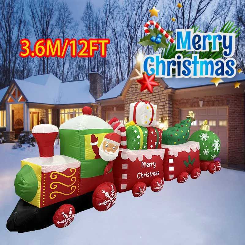 Christmas Christmas Decorations Santa Drive Train 36M/12FT Built-in LEDs Inflatable Toys Model Outdoor Ornament Xmas Party Garden Decor Y251111