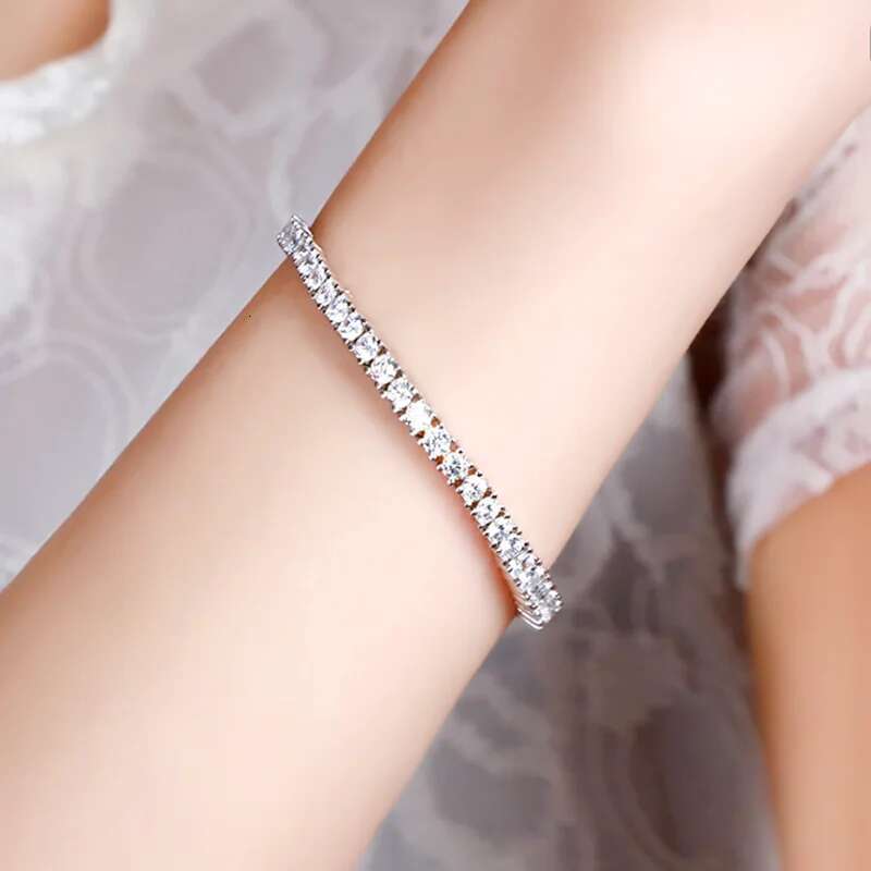 Luomansi Real 3MM D Moissanite Tennis Bracelet Passed the Diamond Test S925 Silver Jewelry Wedding Party Birthday Gift 16+5CM