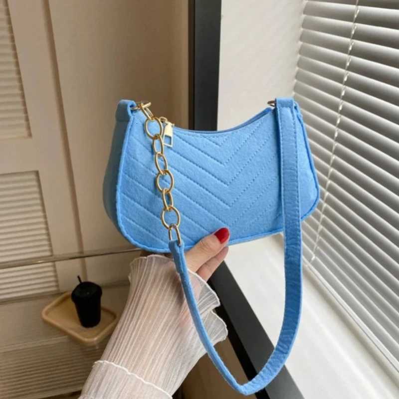 Felt Mini Shoulder Bags for Women Underarm Bags Texture Solid Color Casual Handbags Female Light Crossbody BagsT251110
