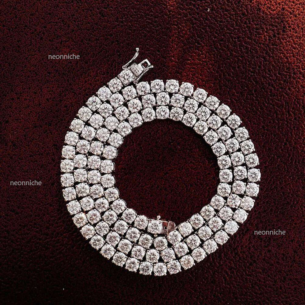 Sterg Sier Moissanite 2mm-5mm Iced Out Vvs Dia Solid Pave Setting Tennis Chain for Christmas Gift
