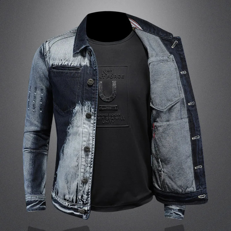 The main promotional activities for the trends of spring and autumn include all fashionable handsome denim jackets mens clothing 250401