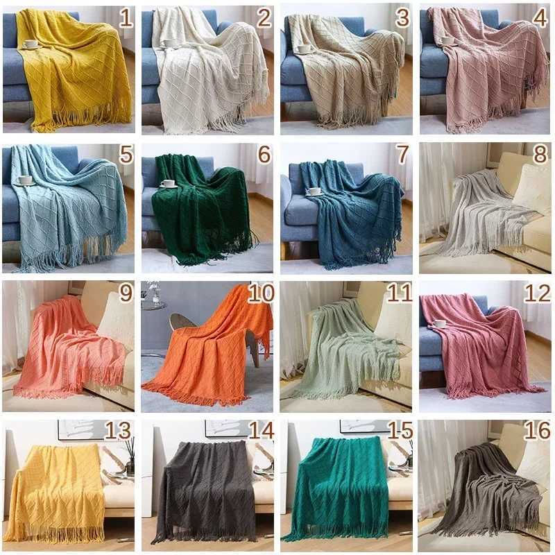 Nordic Solid Casual Blankets Throws Soft Comfortable Knitted Shawl Sofa Blanket Bed End Cover Travel Hotel Decorative Bedspread C251111