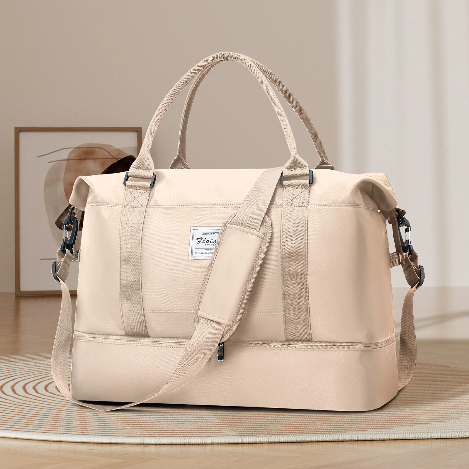 Large Travel Bag Foldable Sports Bag Easyjet Hand Luggage 45x36x20 Cabin Bag with Shoe Compartment Overnight Weekender Gym Bag 251110