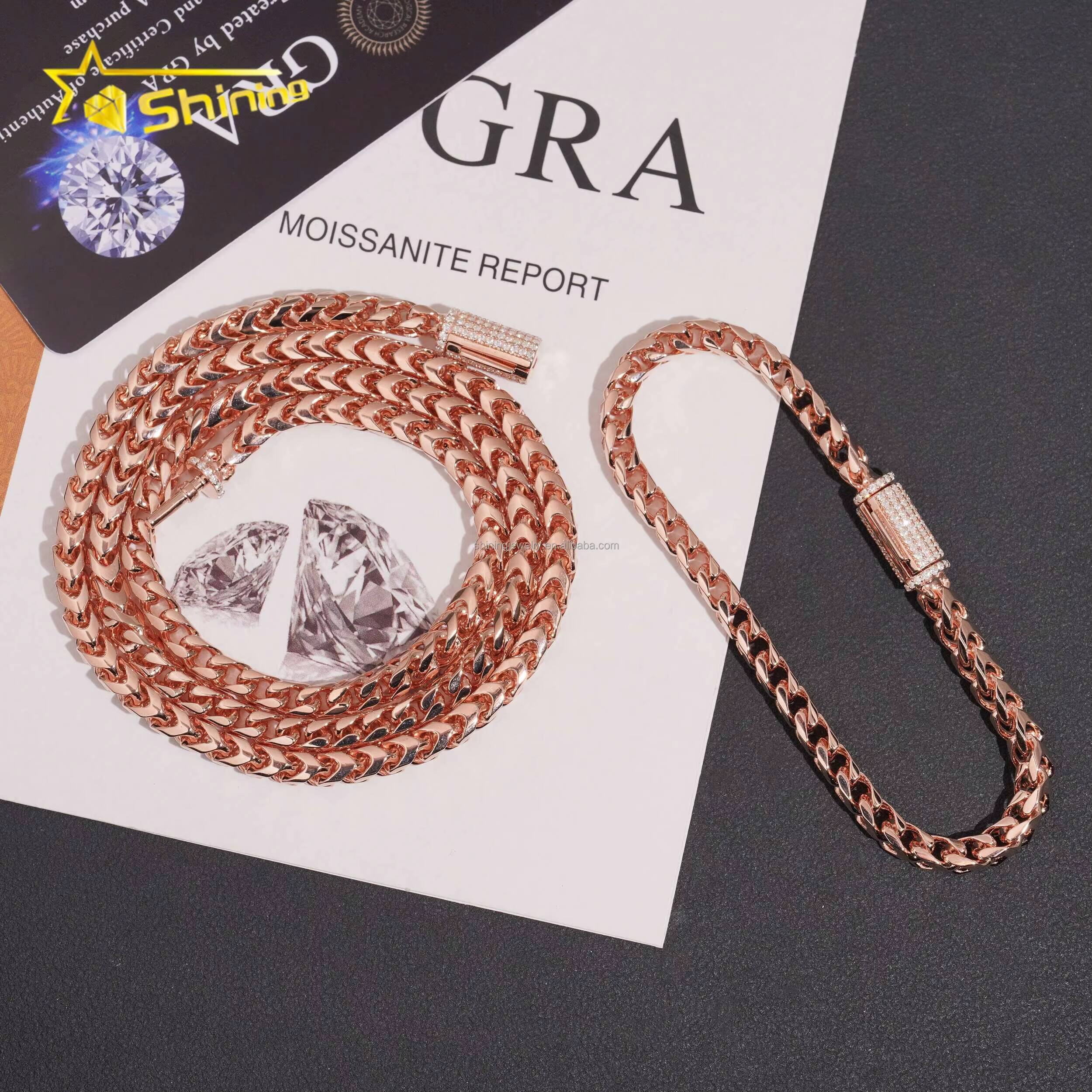 4mm Hot Selling Fashion GRA Certificate S925 Sterling Hip Hop Iced Out VVS Moissanite Clasp Franco Infinity Rope ChainBracelet