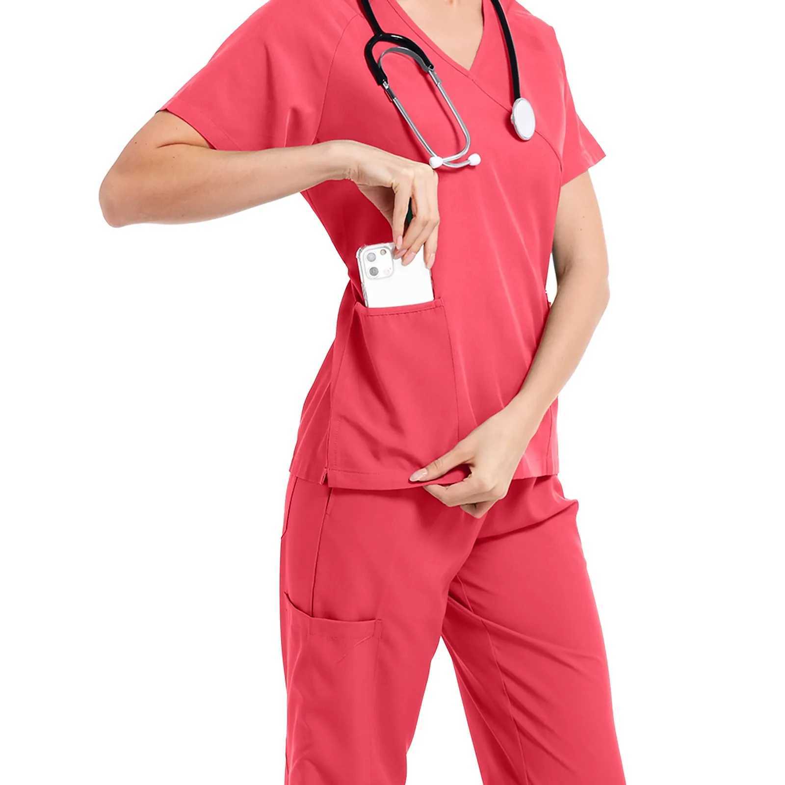 Nurse Scrubs New Fashion Medical Matte Soft Breathable Running Pants Set Surgical Uniforms Female Nursing Clinician Work Clothes X250410