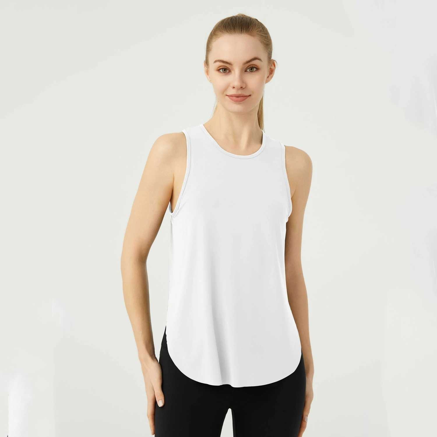 Hot summer sleeveless yoga T-shirt womens loose fitness running vest breathable quick drying fitness vest womens sportswearW250411