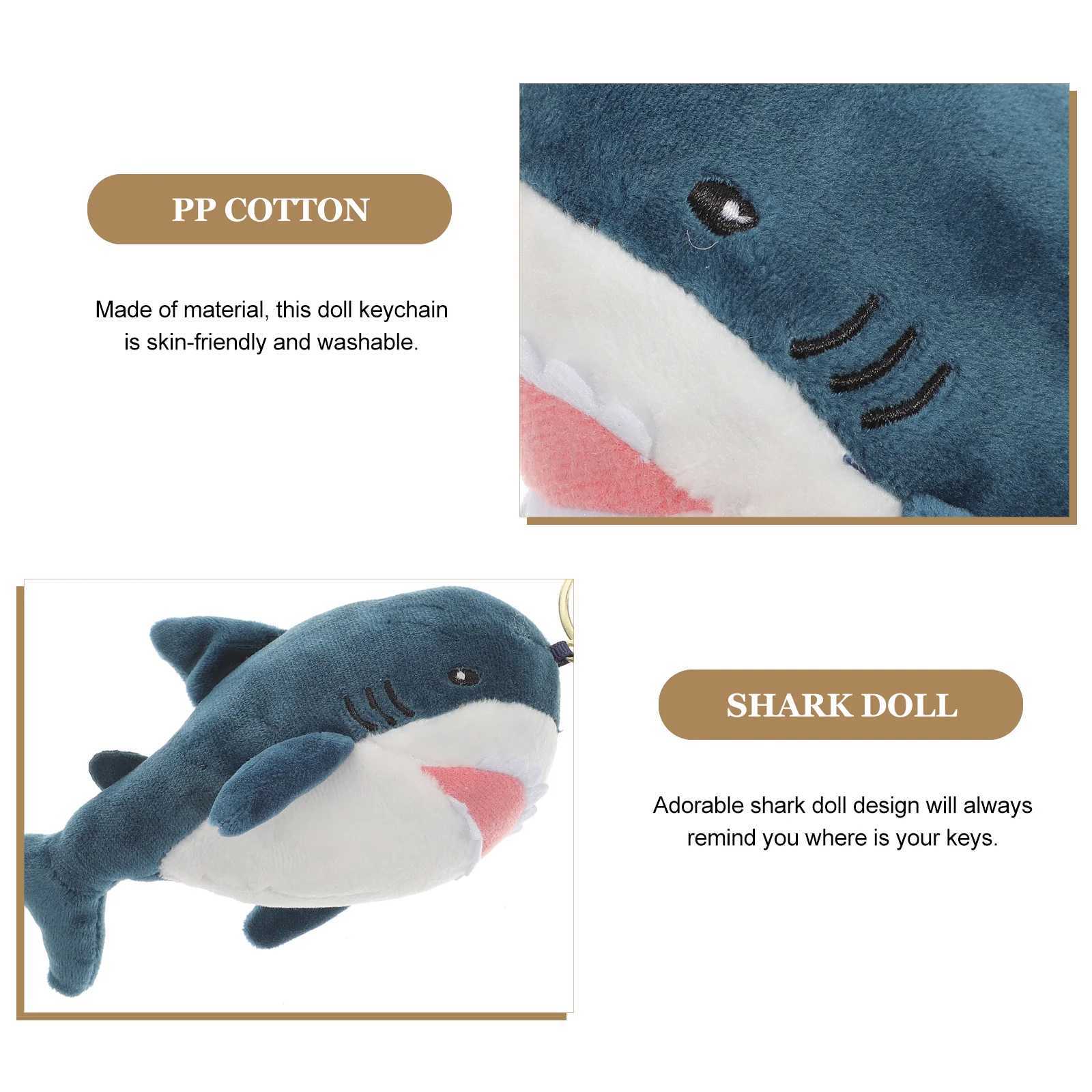 Keychain Cartoon Bag Pendant Plush Shark Keychain Shape Ring Ocean Filling Animal W250411