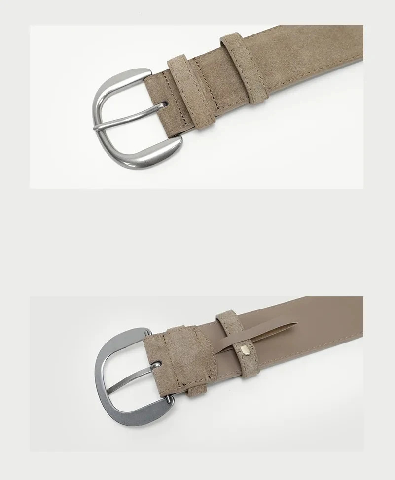 Elegant High Waist Suede Leather Belt for Women with Silver Buckle Fall/Winter Arrivals Womens Suede Belts for Jeans Dress 251110