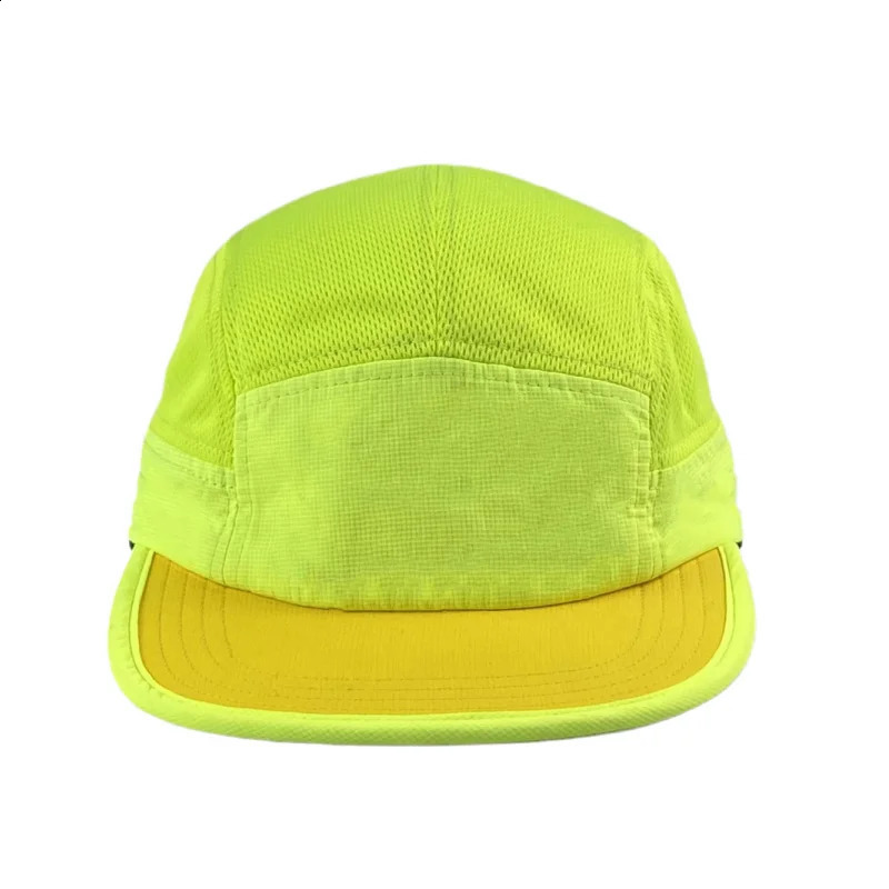 Custom Fluorescent Baseball Caps For Men Women Quick Dry Flat Brim 5 Panel Hats Adjustable Hip Hop Skateboard Cap 250407