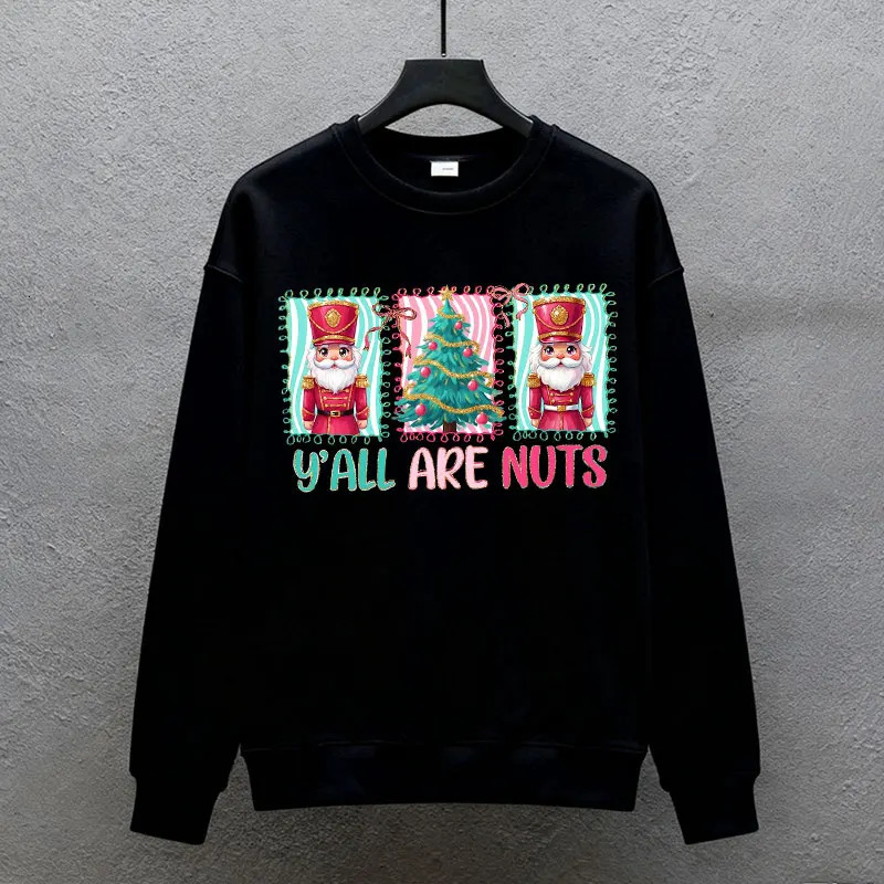 Funny Nutcracker Merry Christmas Sweatshirts Coquette Preppy Christmas Trees Hoody Xmas Sublimation Keep Warm Tracksuit Pullover 251105