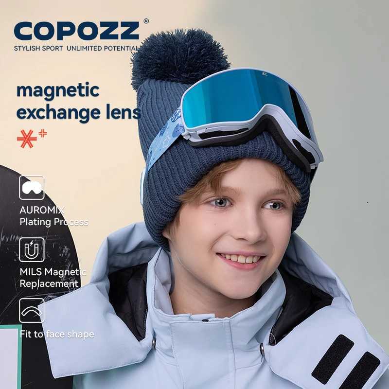 COPOZZ Children Magnetic Ski Goggles Cartoon Winter Anti-Fog Outdoor Windproof Professional UV400 Double Layers Kids Ski Eyewear K251110