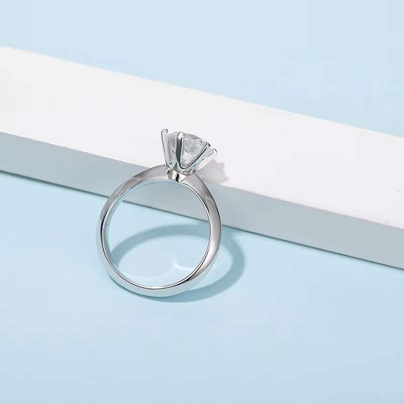 925 Sterling Silver Brilliant Cut 2.0ct VVS Moissanite Iced Out Ring Engagement Custom Promise Rings for Women