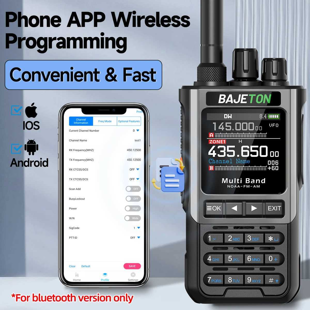 BAJETON BJ-8300 Ham Ra SW AM SSB CB Amateur Wireless Phone Programming Walkie Talkie NOAA Handheld Two Way Ra H251111
