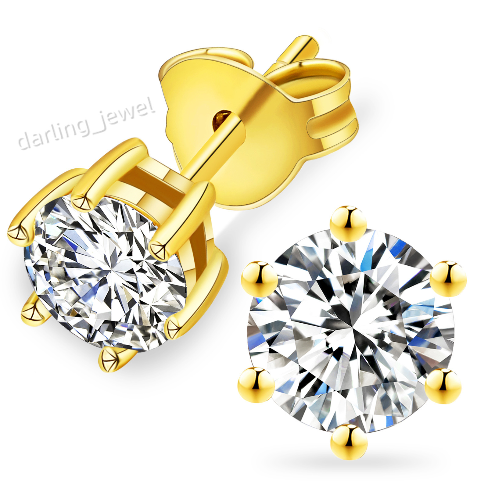 Solitaire Round Diamond Stud Earring with 0.5-2 CTW Lab-Grown Diamond IGI Certified 18K Yellow Gold White Gold Earring for Women