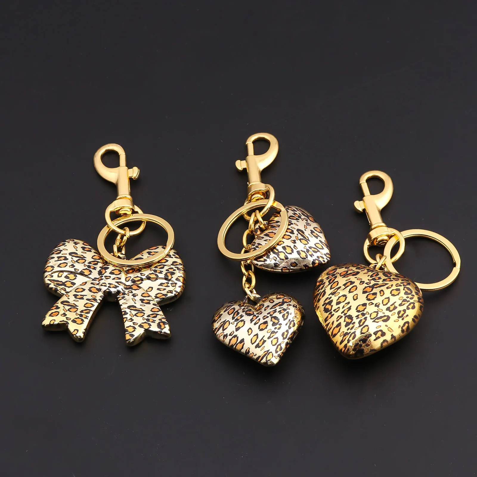 Womens Bag Pendant Leopard Print Bow Heart Keychain Zinc Alloy Pendant Men And Women Jewelry Bag Accessories Gift 251110